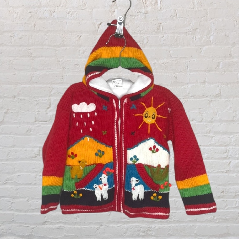Handmade Knit Llama Hoodie